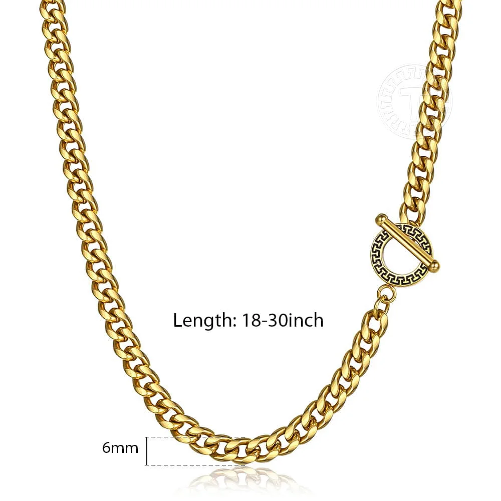 wide 6mm gold 6 мм Мужская кубинская цепочка на шею для мужчин и женщин Золотая застежка из нержавеющей стали ожерелье TNS00704 - Окраска металла: wide 6mm gold
