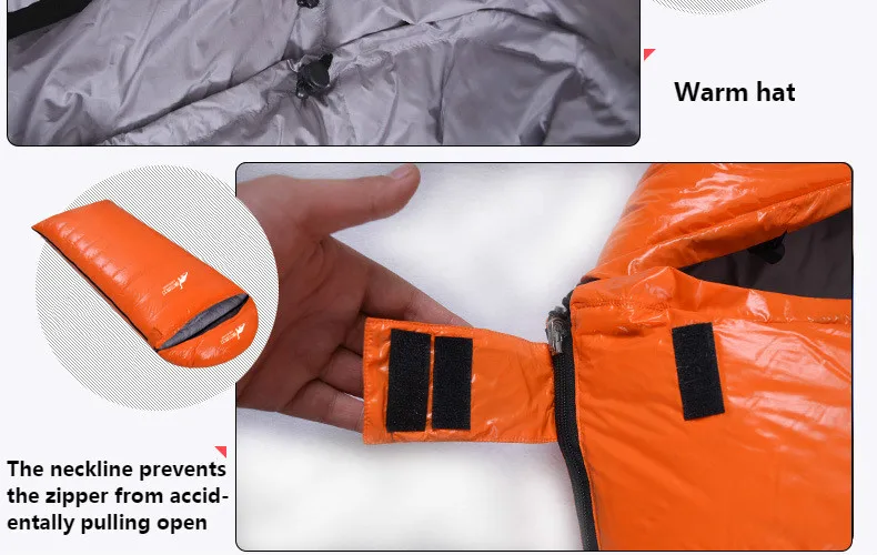 BECKLES Outdoor hiking camping breathable duvet sleeping bag adult 95% goose down light warm travel sleeping bag can be stitched