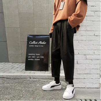 

Autumn New Dress Pants Men Fashion Solid Color Business Casual Suit Trousers Man Streetwear Wild Loose Straight Pants M-2XL