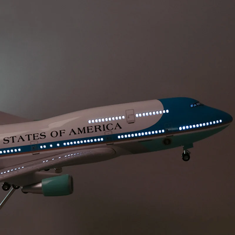 47 см 1/150 масштаб ВВС один самолет модель США boeing 747 литой самолет W светодиодный светильник и колеса смолы пластиковый сплав модель самолета