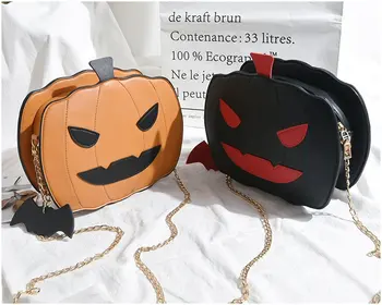 

Korean Version of The Retro Cute Chain Funny Halloween Pumpkin Small Bag Spring New Shoulder Messenger Bag
