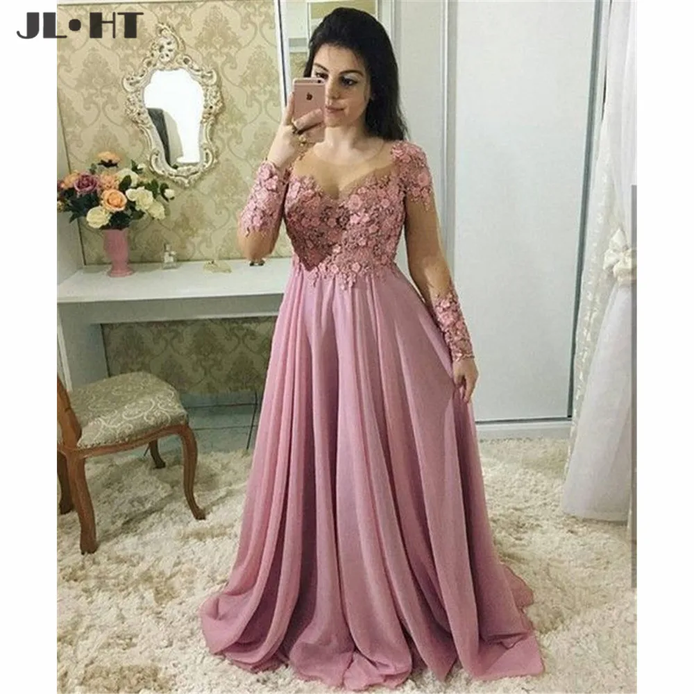 Illusion Sheer кружевные вечерние платья с длинными рукавами платье с кружевными аппликациями по всей длине платье для выпускного вечера шифоновые вечерние платья