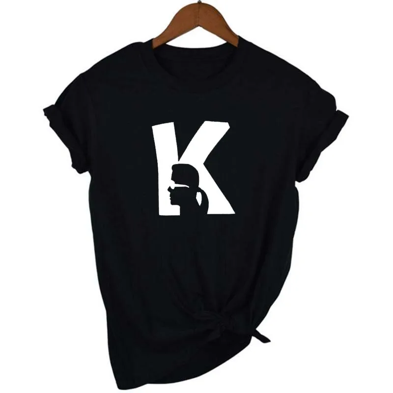 

2019 Summer Karl Lagerfeld Graphic Tee Karl Shirt Female Tops Plus Size White Women Tshirt Yellow Oversized Cotton T Shirt Femme