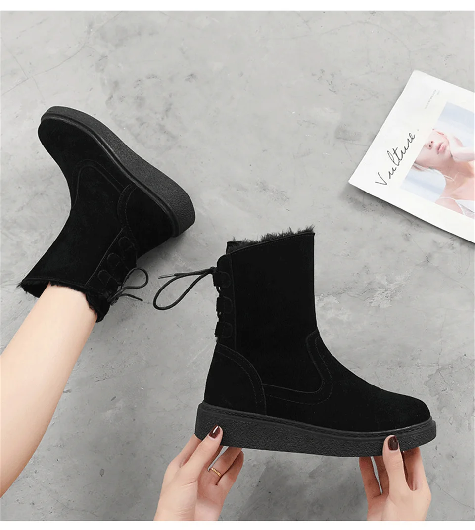 Malemonkey/Size35-40 зимние теплые модные женские ботинки на шнуровке с круглым носком зимние ботинки