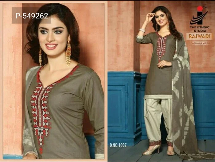 RAJWADI индийское пакистанское Платье женское Patiyala Salwar Kameez хлопок вышивка сшитый костюм Болливуд этническое платье на каждый день - Цвет: 1007