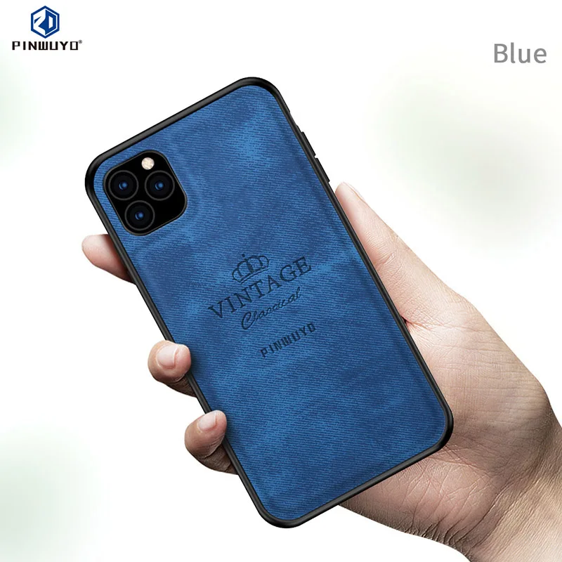 Синий Для iPhone 11 Pro Max PINWUYO чехол для iPhone 11 Pro 11Pro тканевый чехол для iPhone 11 Max PU кожаный чехол для мобильного телефона - Цвет: Синий