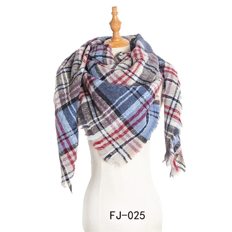 Роскошный брендовый зимний женский шарф, клетчатый кашемировый квадратный шарф, шали и палантины, женский шарф из пашмины, женский шарф-одеяло - Цвет: 25