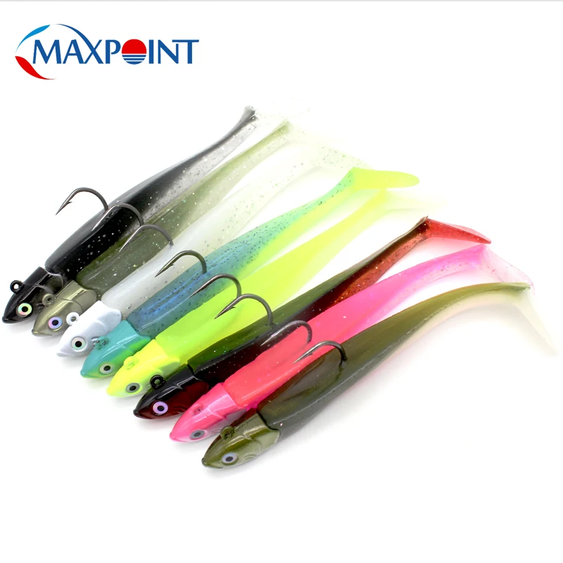 Saltwater Fishing Lure KIT at 8 CM Soft Bait and 12g Jig Head for Bass  Rockfish SY080 #1+2#SET Shad