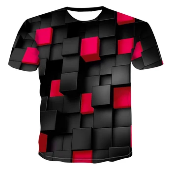 

Black red Squares Stranger things 3d Printed Funny t shirts Casual Summer T Shirt Men/Women Tops Tee Brand Plus Size Clothes