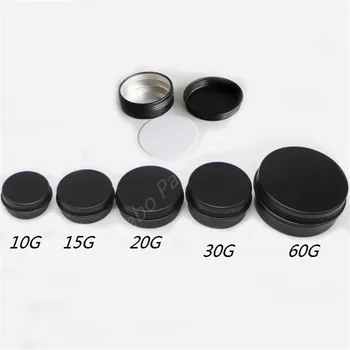 

10pcs Empty Black Aluminum Cream Jar Pot Nail Art Makeup Lip Gloss Empty Cosmetic Metal Tins Container 10g 15g 20g 30g 60g