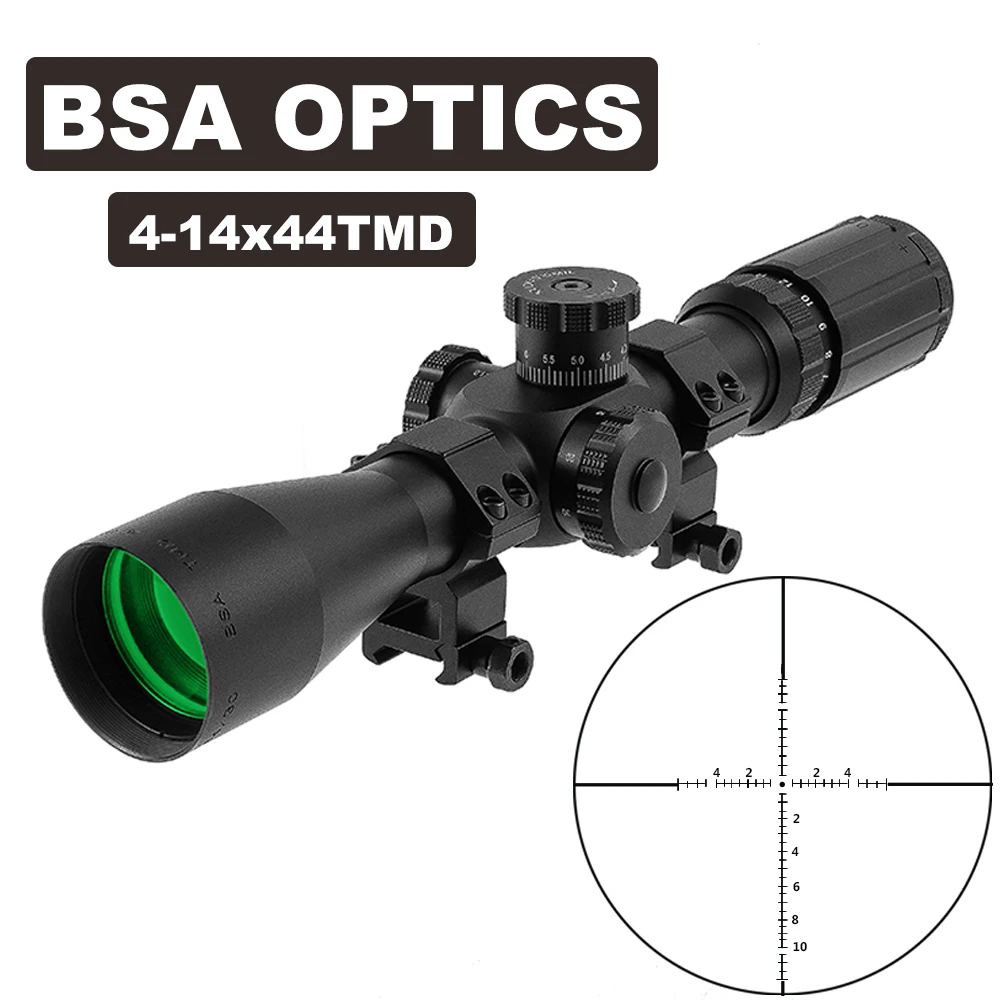 Охотничий прицел BSA OPTICS TMD 4-14X44 FFP тактический ударопрочный мощный для оружия
