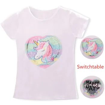 

Kids Summer T shirt Happy Days Girl Unicorn Face Print Children's T-shirt Baby Girls Funny Clothing Baby Girl Tops Tees Clothes