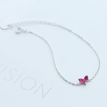 Новые модные ювелирные изделия красивые браслеты из стерлингового серебра 925 пробы простые Оригинальные милые браслеты с красным сердцем