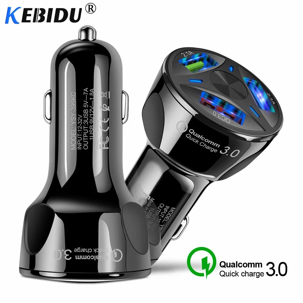Автомобильное зарядное устройство Kebidu 3A USB QC 3,0, автомобильное зарядное устройство для iPhone, быстрая зарядка USB, автомобильное зарядное устройство для мобильного телефона, автомобильное зарядное устройство для мотоцикла USB