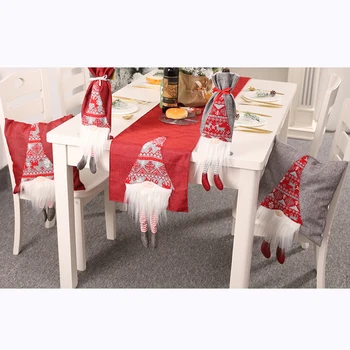 

180x33cm Rudolph Hanging Legs Burlap Table Runners Christmas Placemat Decoration