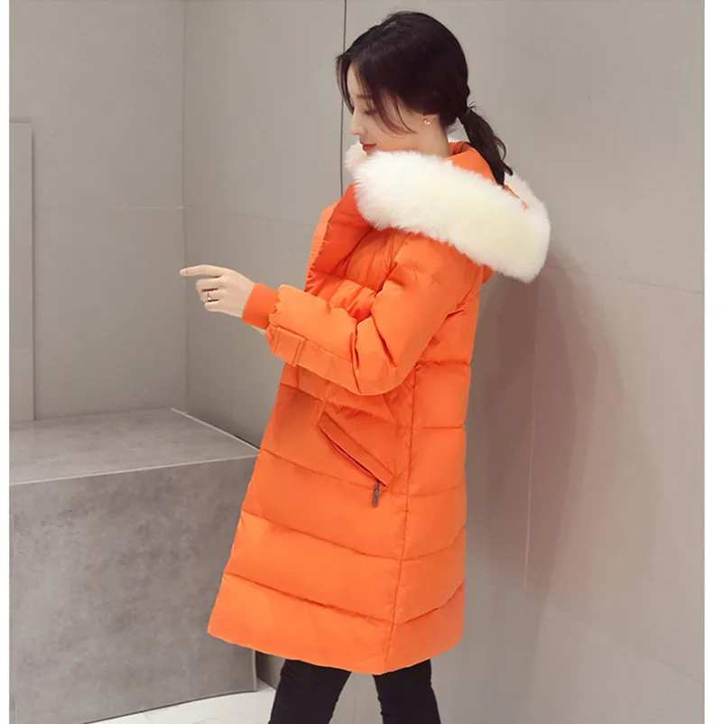 

Women's Down Jacket 2023 White Duck Winter Coat Fur Collar Female Jacket Warm Hooded Women Parka Casaco Feminino WXF405