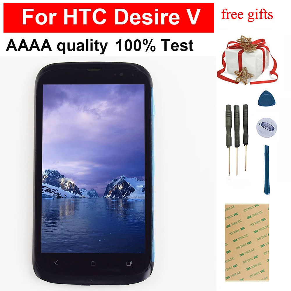Для htc Desire V T328W полный сенсорный экран дигитайзер панель Стекло + ЖК дисплей