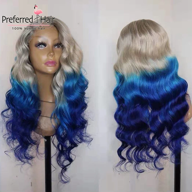 Предпочтительный бразильский Remy розовый кружевной передний парик