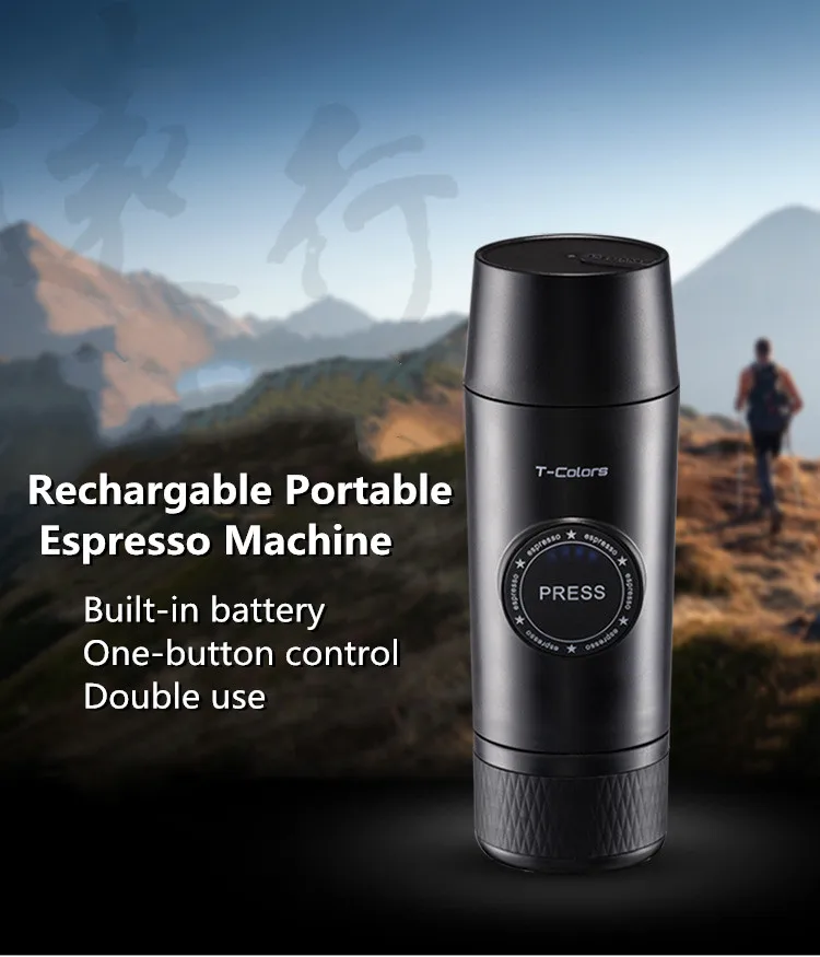 

Portable Rechargeable Coffee Mechine Mini Espresso Coffee Maker Built-in Battery Hot/Cold Extraction Powder&Capsule Outdoor Trav