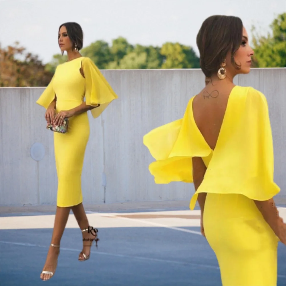 『Cheap!!!』- Yellow Sheath Short Prom Dresses Sleeveless Pageant
Bateau Neck Short Evening Formal Party Gowns robes de soirée
Abendkleider