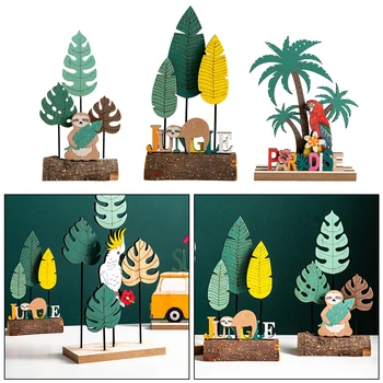 

Creative Miniatures Desktop Decor Tropical Plant Crafts Small Tree Wood Figurine Ornaments Modern Home Decoration Accessories