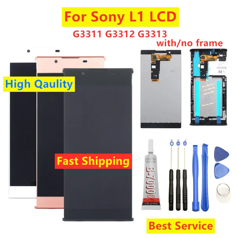 5," для sony Xperia L1 G3312 сенсорный экран дигитайзер Сенсорная панель в сборе G3311 G3313 с рамкой бесплатные инструменты B7000 клей