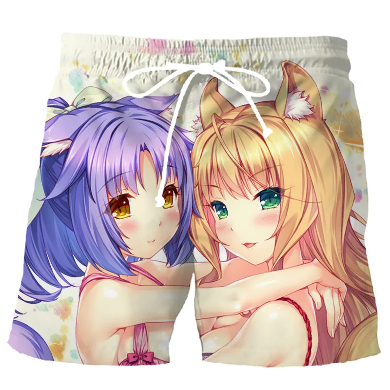 

Nekopara Anime Girl Harajuku Shorts Men/Women 3D Print Chocola Vanilla Cute Girl Streetwear Casual Board Shorts S455