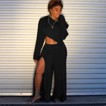 

Women Summer Plus Size Two Piece Set 2019 Crop Top And Pants 2 Piece Set Matching Sets Club Outfits