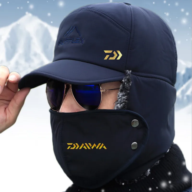 2021 New DAIWA Fishing Hat Winter Men Outdoor Windproof Thickened Warm Ear Caps Cycling Breathable Cold Hat Women Ski Warm Hat