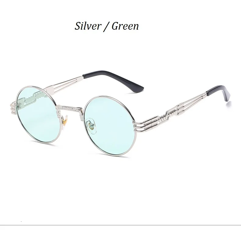 Round Gothic Steampunk Metal Sunglasses Men Women Vintage Driving HD Mirror Sun Glasses Eyewear Retro Shades Oculos De Sol UV400
