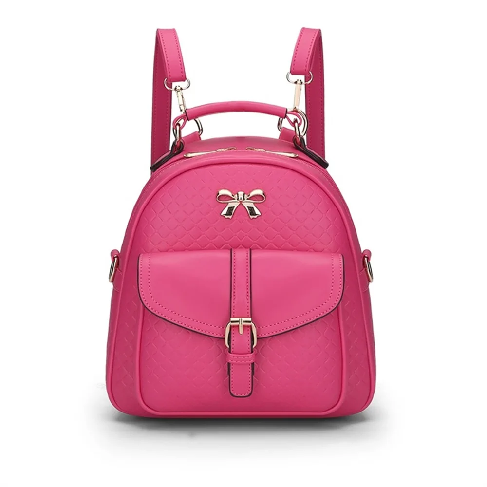 

Trend Simple Ladies Backpacks Quality PU Leather Bow Ladies Casual Backpack New Teen Girl Fashion Check Backpack Travel Bag