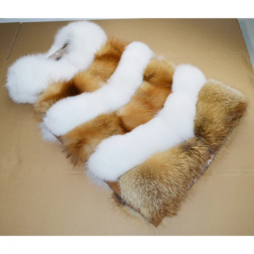 red fox and white Распродажа! Натуральный жилет на лисьем меху женский осенне-зимний качественный теплый жилет из натурального Лисьего меха женская натуральный мех лисы жилетка - Цвет: red fox and white
