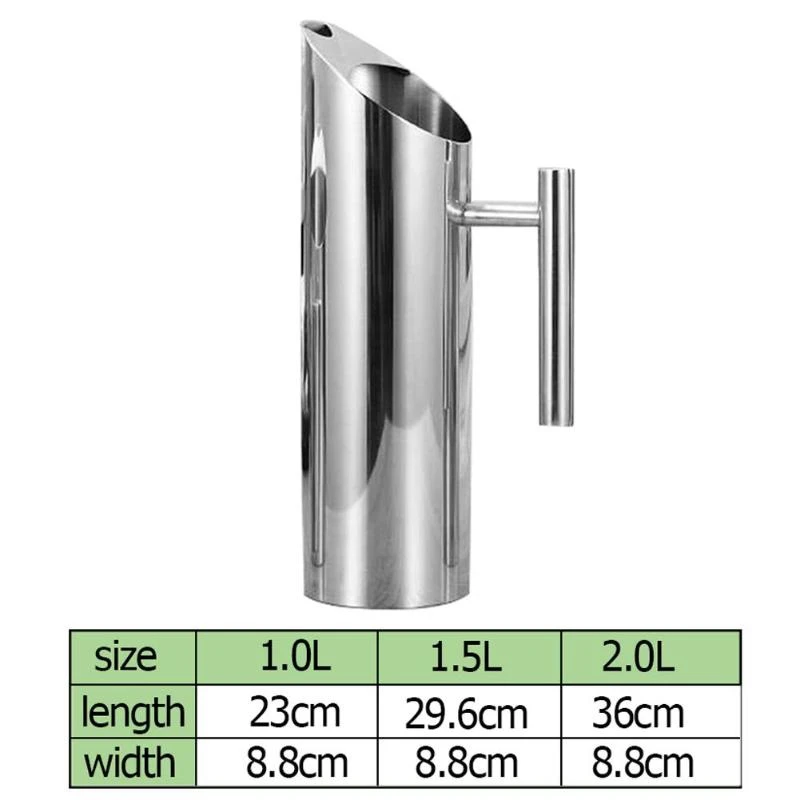 

Hot Sale Stainless Steel Water Pitcher With Ice Guard Tea Pot Kettle Jug Cold Beverages Juice Pot Ktv Bar Accessories 1.5L
