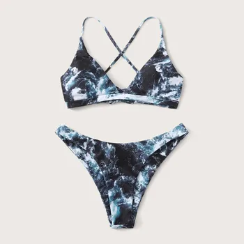 

2020 Sexy Push Up padded Brazilian Bikini Set Women Gradient Print Bandage Bikini Two Pieces Swimsuit Swimwear Bathing Suit F77