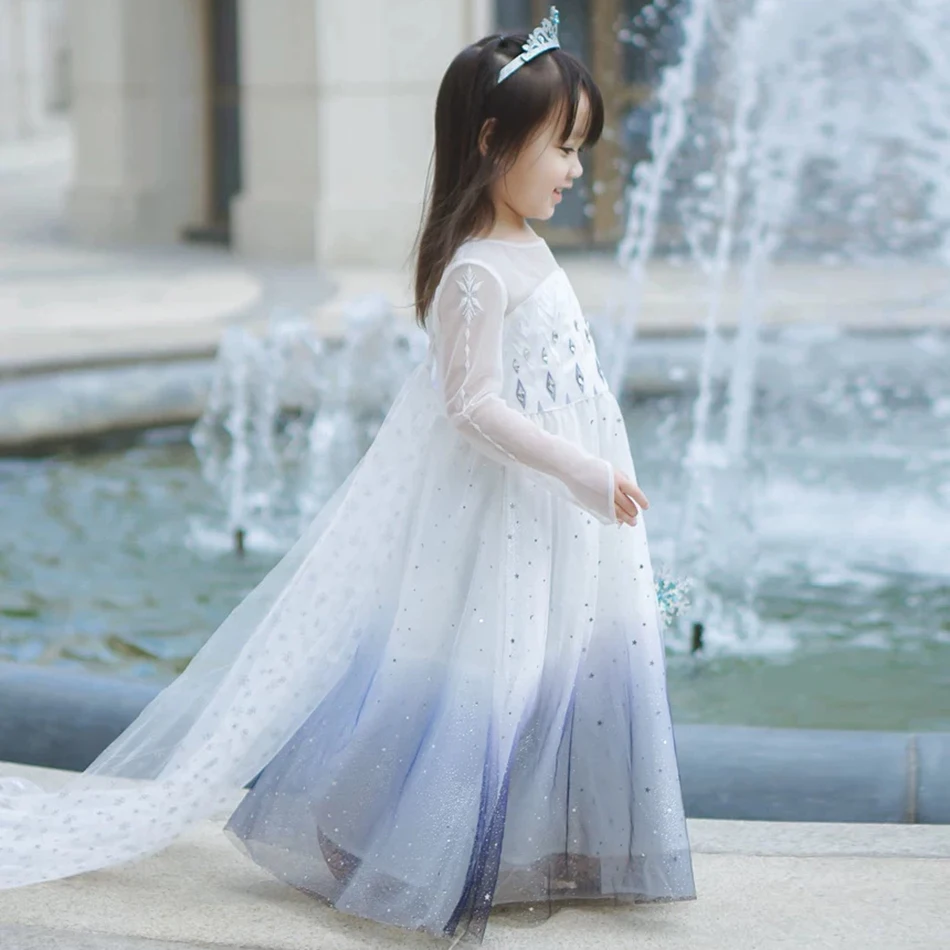 

Elsa White Dress Girls Snow Queen 2 Costume Kids Cosplay Anna Elza Party Dress Child Halloween Gown Infant Holiday Fancy Vestido