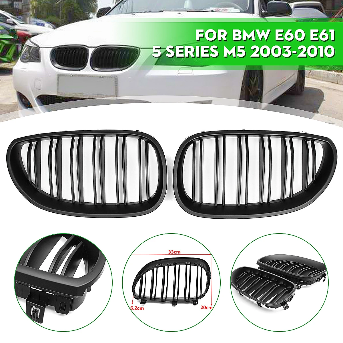 Car Front Sport Grill Kidney Grilles Grill For Bmw 5 Series M5 E60 E61 03 04 05 06 07 08 09 10 Gloss Black Racing Grills Aliexpress