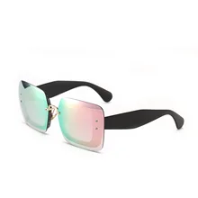 

New Oversize Blue Pink Mirror Sunglasses Women Men Rimless Shield Square Shades Female Gafas Sun Glasses UV400 Oculos
