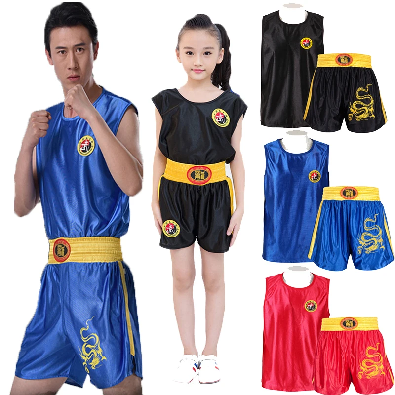 Взрослые Дети сандалии Форма ММА 2 шт./компл. борьбы ушу костюмы для саньда