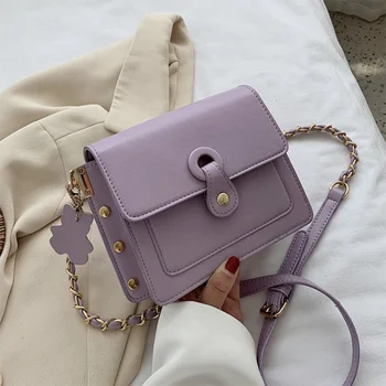 

Women's Bag New Fashion Korean Shoulder Bag Versatile Chain Messenger Bag Small Square Bag 2020 with Net Red Texture Flap