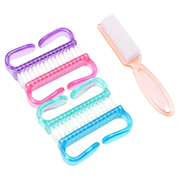 

5pcs/set Hanging Handle Grip Hand Home Manicure Tool Non Slip Dust Remover Portable PP Pedicure Nail Cleaning Brush Soft