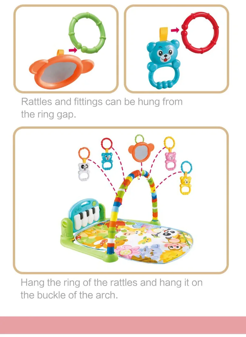 Presente do Bebê Novo Bebê Música Cremalheira Jogar Tapete Criança Puzzle Brinquedo Teclado Piano Infantil Playmat Educação Precoce Ginásio Rastejando Brinquedos 7 Cheap Academia de bebê