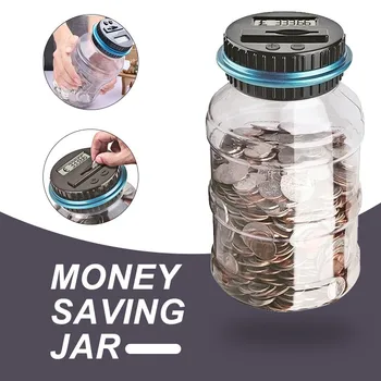 

2.5L Piggy Bank Coin Electronic Digital Count LCD Counting Coin Money Saving Box Jar Coins Storage Box For USD EURO GBP Money