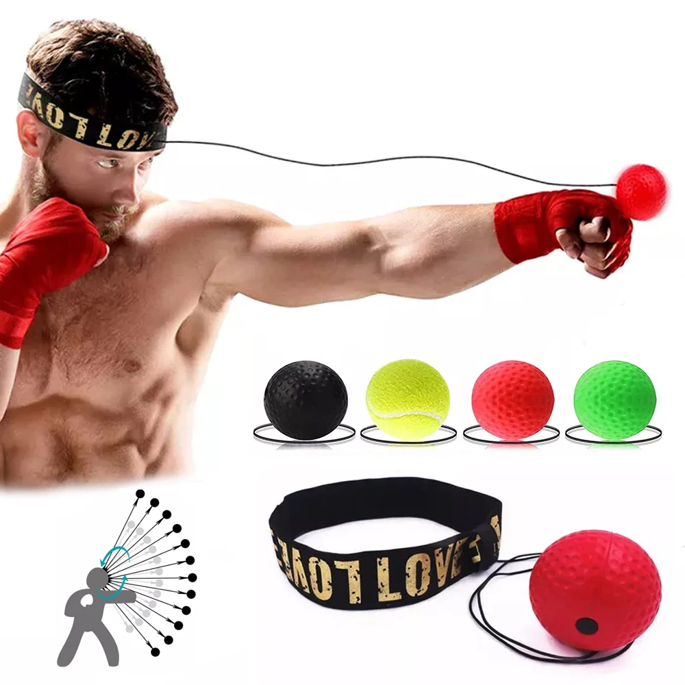 2 Set Boxing Ball Head-mounted PU Punch Speed Ball Elastic Headband Sanda MMA Training Hand Eye Reaction Home Fitness Equipment