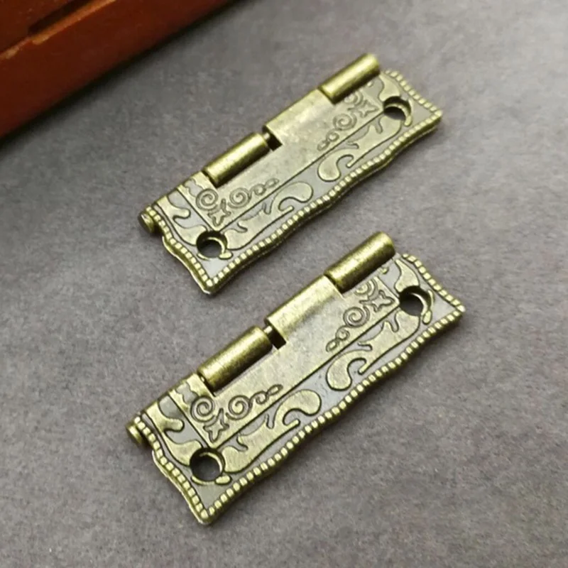 10PCS Antique Hinges Cabinet Screw Hinge Door Drawer Decoration for Jewelry Wooden Box Furniture Hardware