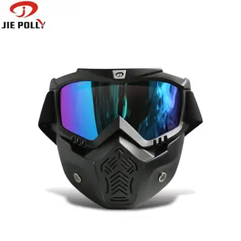 

Jiepolly Motorcycle Goggles Detachable Mask Safety Goggles Mask UV400 Protection Helmet Glasses MTB BMX Cycling Sunglasses
