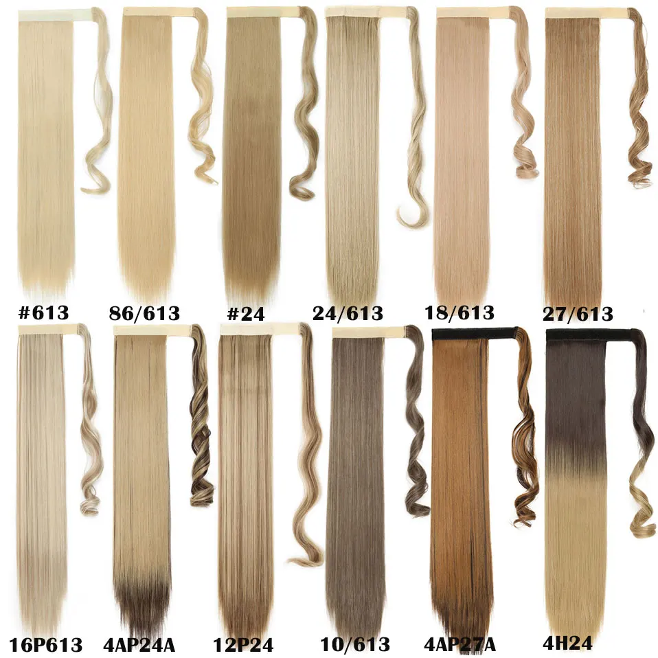 S-noilite 24'' Long Straight Synthetic Ponytail Wrap Around Clip In Ponytail Hair Extensions Heat Resistant Hair Tail 4 S-noilite 24'' Long Straight Synthetic Ponytail Wrap Around Clip In Ponytail Hair Extensions Heat Resistant Hair Tail 4