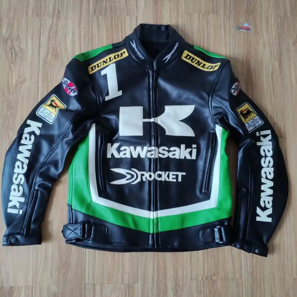

2019 Hot Men Waterproof Windproof Motorcycle Racing Jackets for Kawasaki PU Leather Motocross Riding Jacket