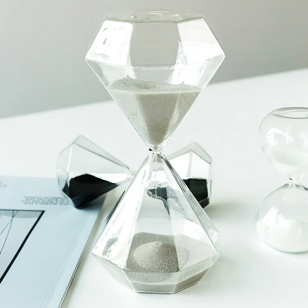 Large 30 Minutes Diamond Hourglass Meter Time Creative Glass Home Decoration Graduation Season Birthday Gift