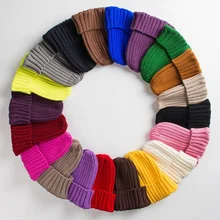 Женская шапка унисекс из смесового хлопка, однотонные теплые мягкие вязаные шапки в стиле хип-хоп, зимние женские шапки Skullies Beanies для девочек