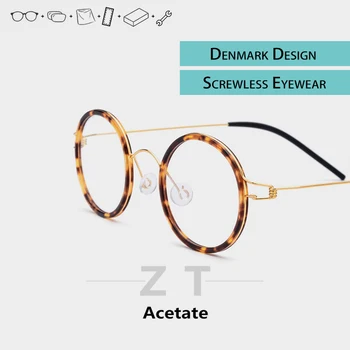 

Prescription Progressive Glasses Men Screwless Titanium Retro Handmade Acetate Round Eyeglass Designer Women Myopia Tag Eyewear